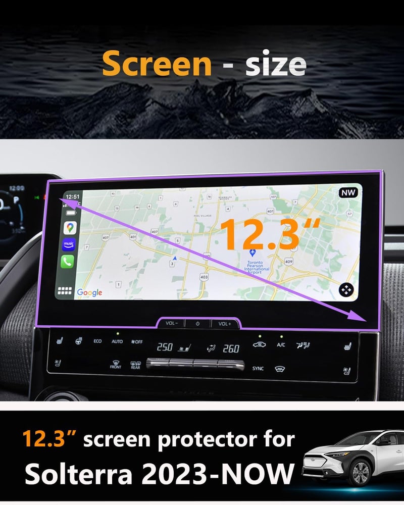 VIAROOM Screen Protector For Subaru Solterra 2023-2025, Tempered Glass GPS Navigation Protective Film For Solterra 2025 2024 2023 Accessories - 12.3 inch - Image 2